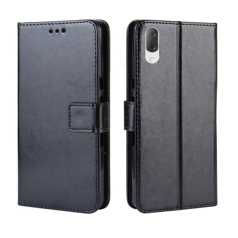 Etui Folio Sony Xperia L3 Czarny Imitacja Skóry Utra Z Paskiem