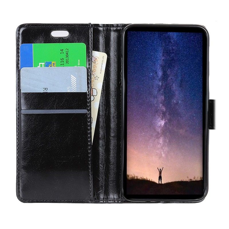 Etui Folio Samsung Galaxy S10 Plus Czarny Efekt Błyszczącej Skóry