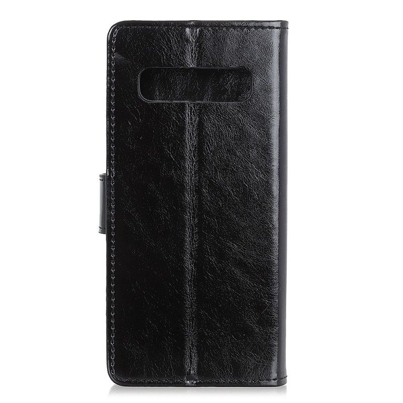 Etui Folio Samsung Galaxy S10 Plus Czarny Efekt Błyszczącej Skóry