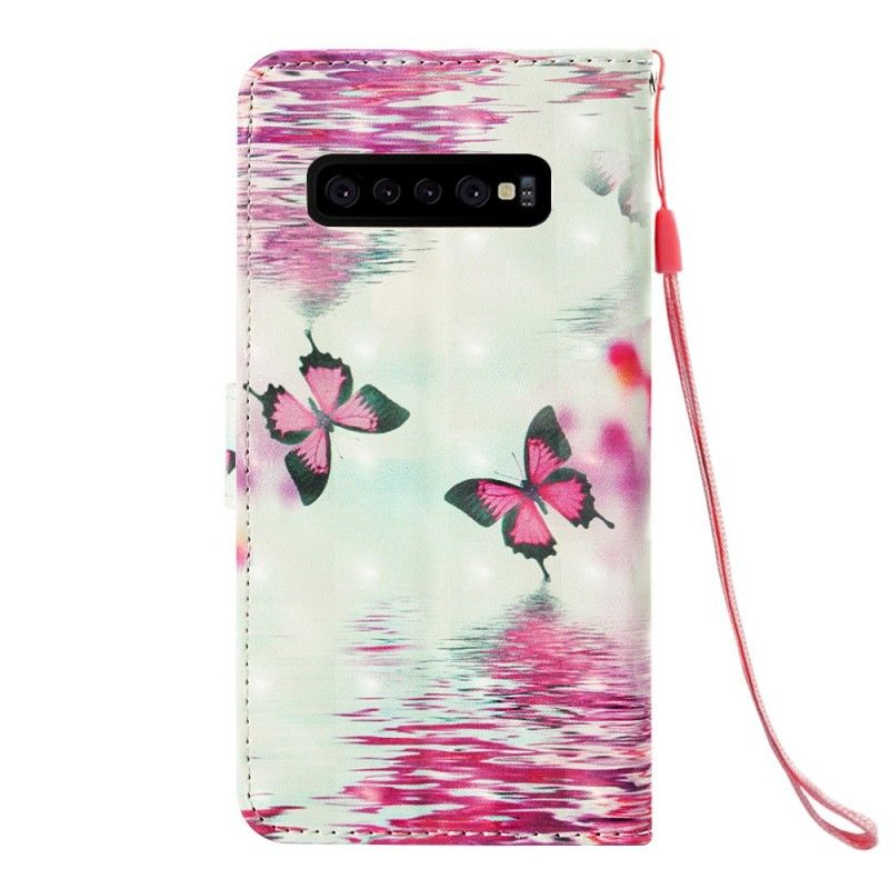 Etui Folio Samsung Galaxy S10 Plus Czerwone Motyle Etui Ochronne