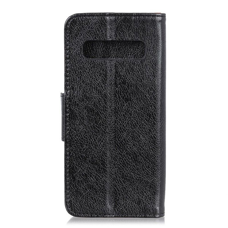 Etui Folio Samsung Galaxy S10 Plus Czerwony Czarny Efekt Błyszczącej Skóry Etui Ochronne