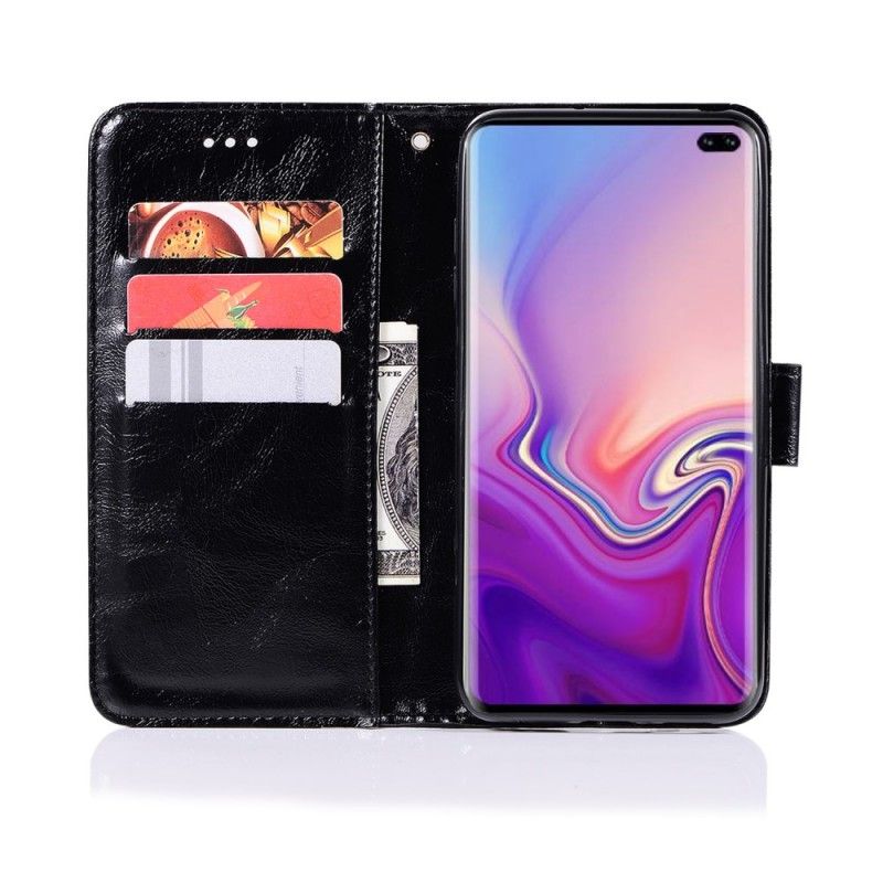 Etui Folio Samsung Galaxy S10 Plus Efekt Skóry W Stylu Vintage Z Paskiem Etui Ochronne