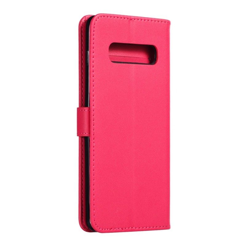 Etui Folio Samsung Galaxy S10 Plus Elegancki Efekt Skóry Z Paskiem Etui Ochronne