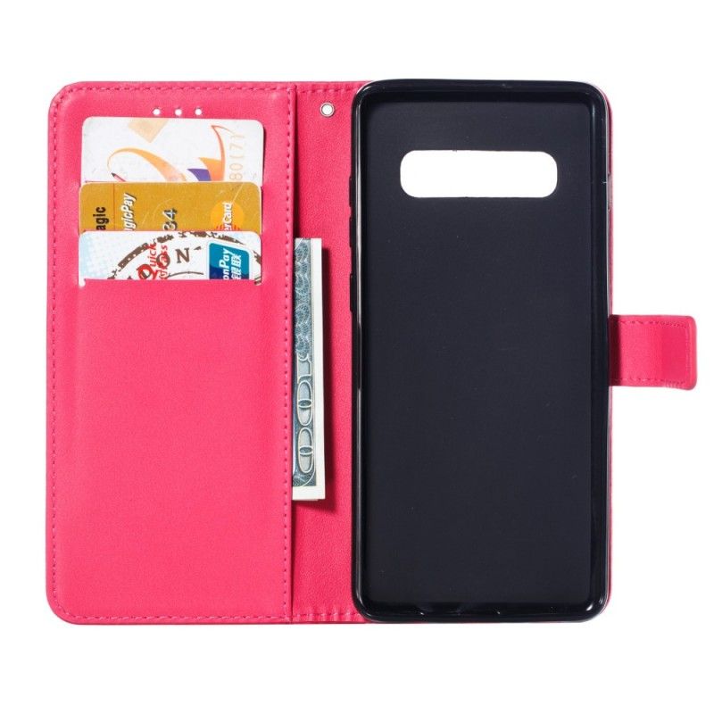 Etui Folio Samsung Galaxy S10 Plus Elegancki Efekt Skóry Z Paskiem Etui Ochronne