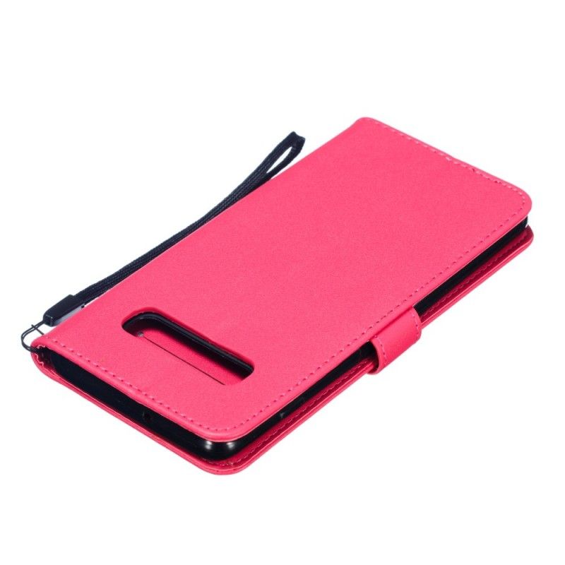 Etui Folio Samsung Galaxy S10 Plus Elegancki Efekt Skóry Z Paskiem Etui Ochronne