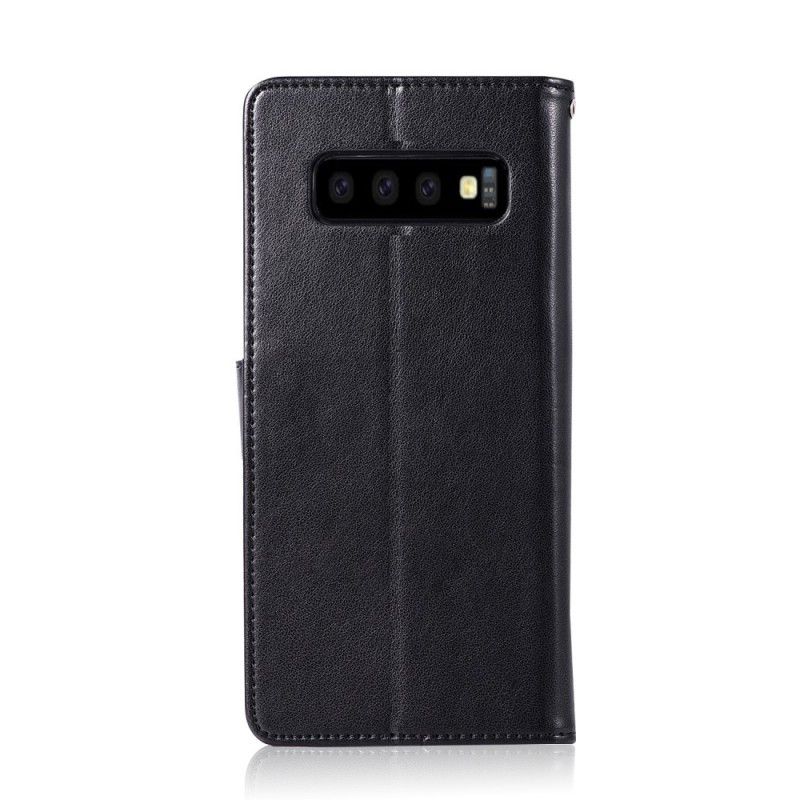 Etui Folio Samsung Galaxy S10 Plus Jasnoniebieski Szary Łapacz Snów Sowy Z Efektem Skóry Etui Ochronne