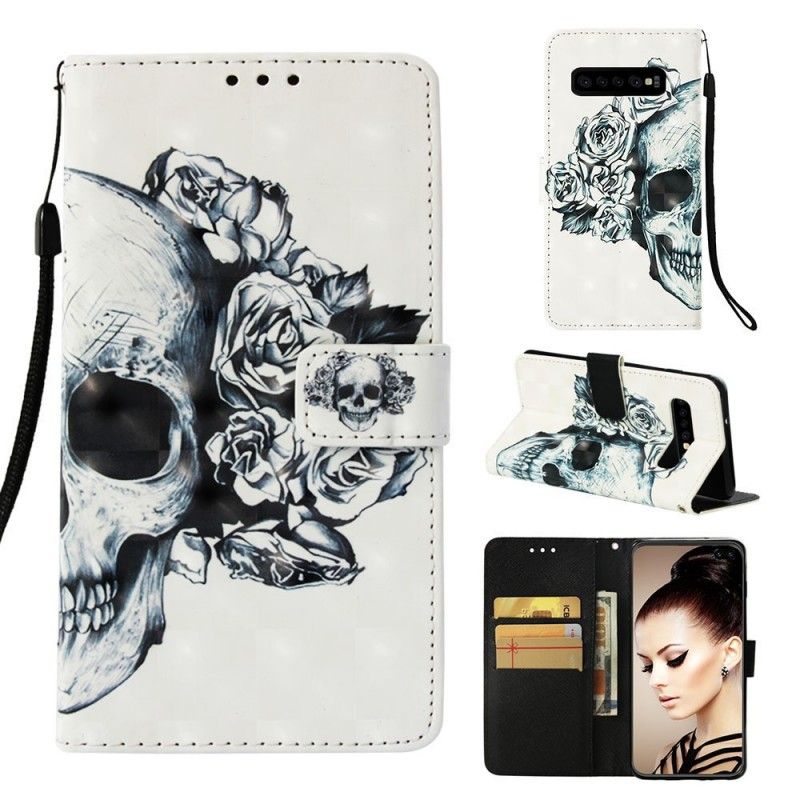 Etui Folio Samsung Galaxy S10 Plus Kwiecista Czaszka