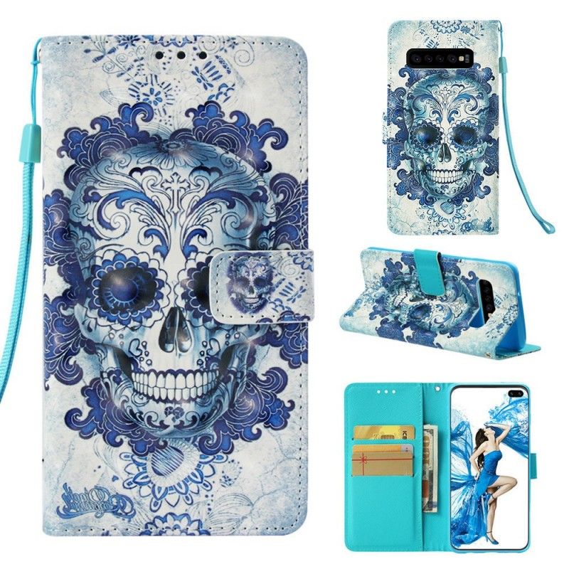 Etui Folio Samsung Galaxy S10 Plus Niebieska Czaszka