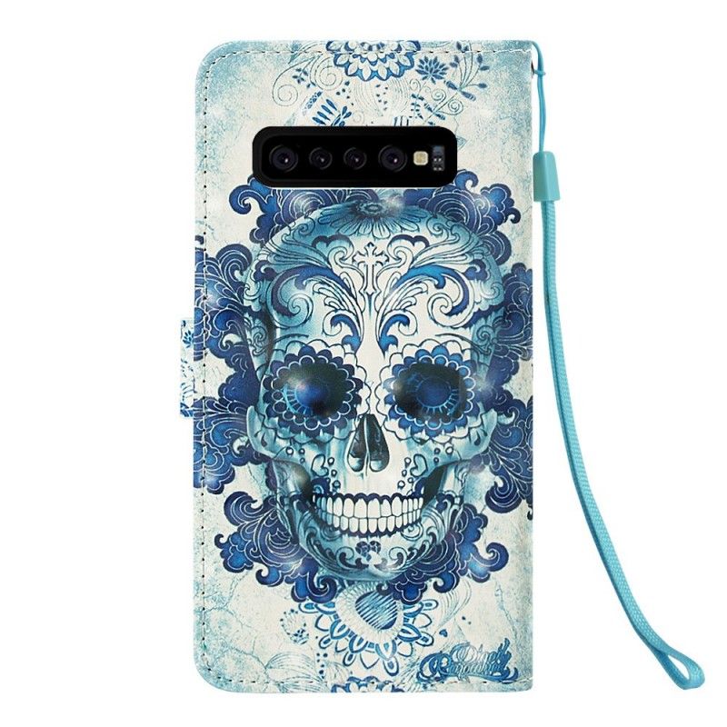 Etui Folio Samsung Galaxy S10 Plus Niebieska Czaszka