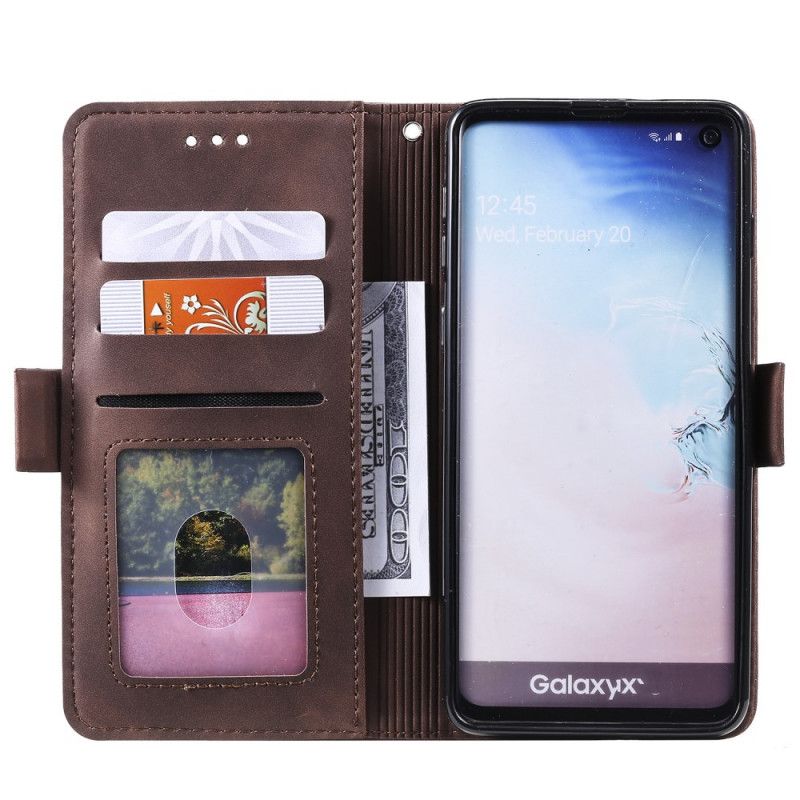 Etui Folio Samsung Galaxy S10 Plus Szary Czarny Dwukolorowa Imitacja Skóry Ze Wzmocnionymi Konturami Etui Ochronne