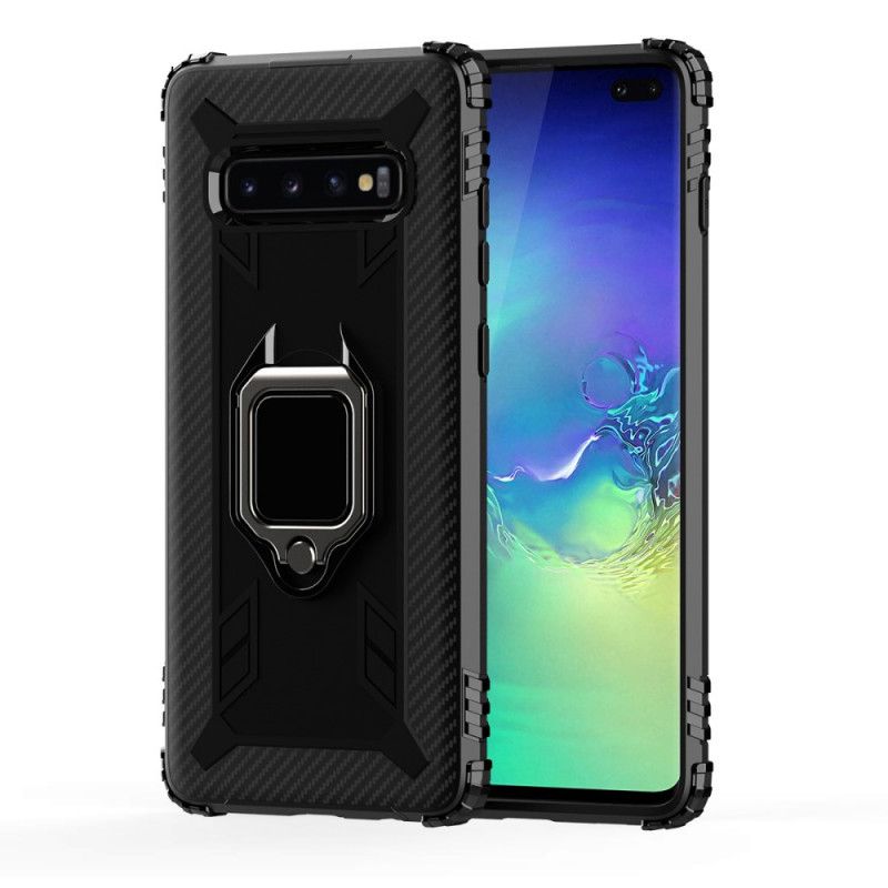 Etui Samsung Galaxy S10 Plus Czarny Pierścień I Włókno Węglowe Etui Ochronne