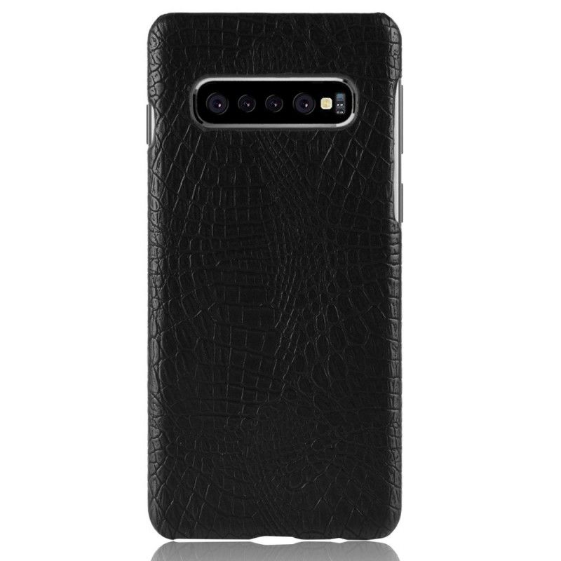 Etui Samsung Galaxy S10 Plus Czerwony Czarny Efekt Skóry Krokodyla