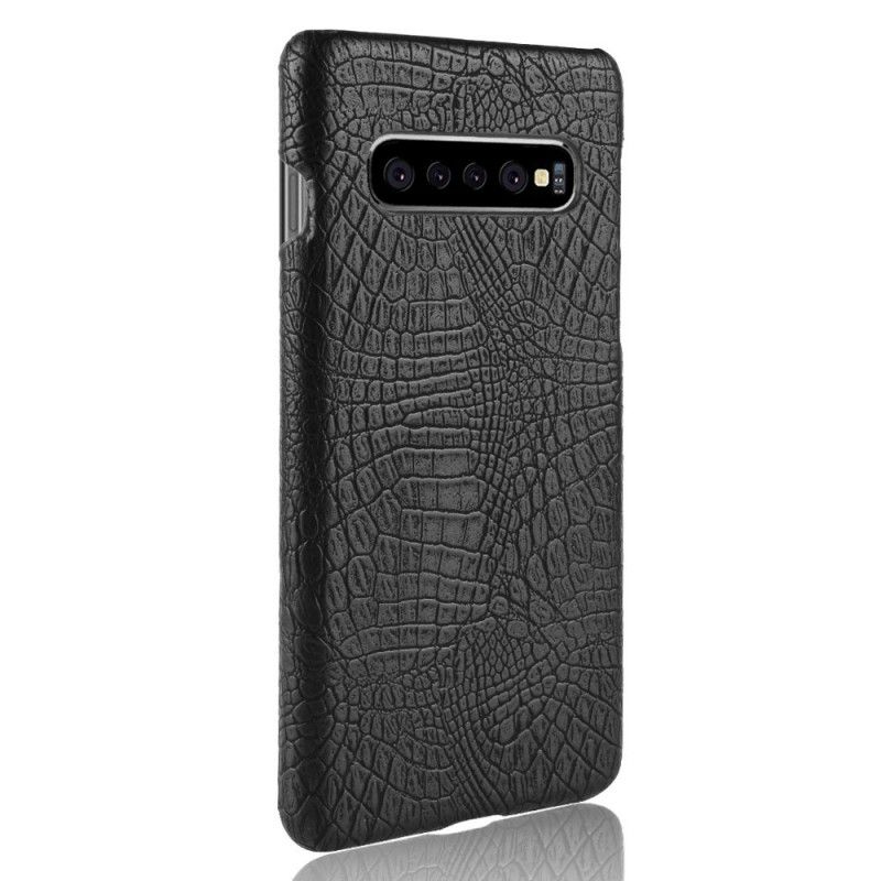 Etui Samsung Galaxy S10 Plus Czerwony Czarny Efekt Skóry Krokodyla