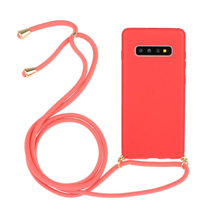 Etui Samsung Galaxy S10 Plus Czerwony Czarny Silikon Z Kolorowym Sznurkiem Etui Ochronne