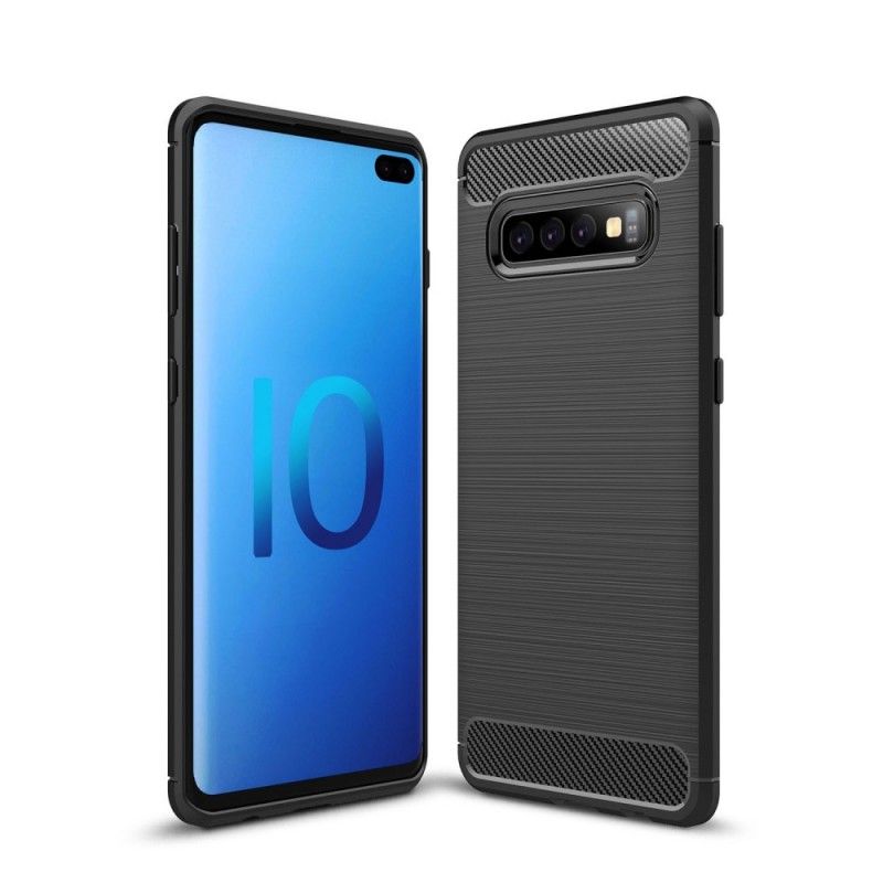 Etui Samsung Galaxy S10 Plus Czerwony Czarny Szczotkowane Włókno Węglowe Etui Ochronne