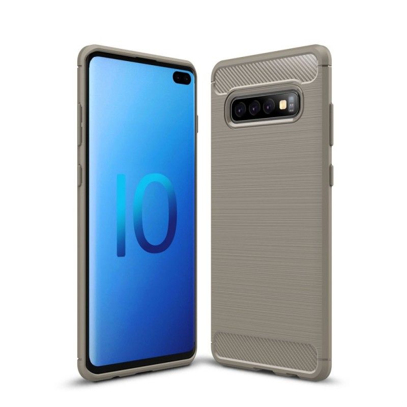 Etui Samsung Galaxy S10 Plus Czerwony Czarny Szczotkowane Włókno Węglowe Etui Ochronne