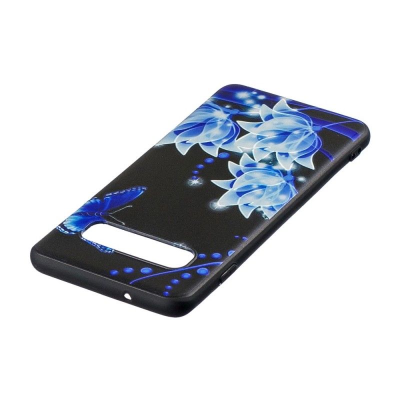 Etui Samsung Galaxy S10 Plus Motyle I Niebieskie Kwiaty