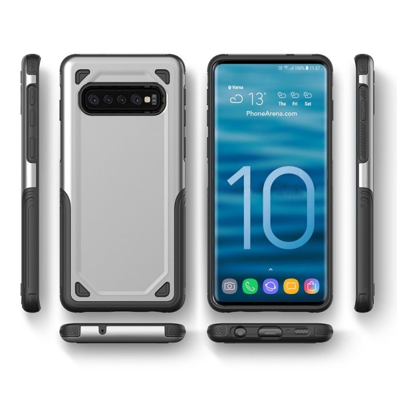 Etui Samsung Galaxy S10 Plus Szary Czarny Efekt Metalu Premium