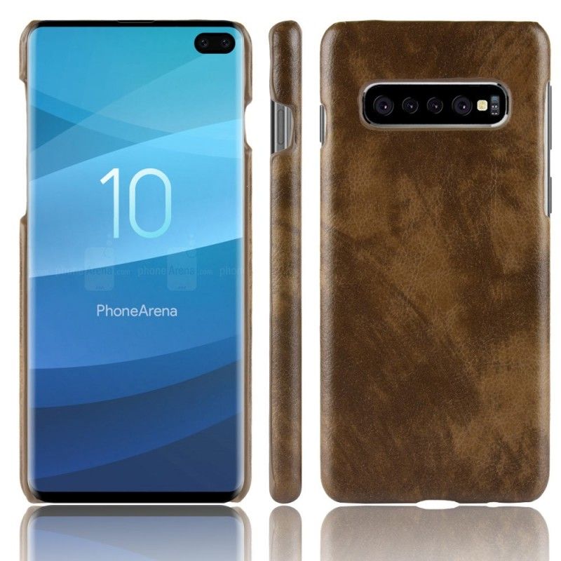 Etui Samsung Galaxy S10 Plus Szary Czarny Efekt Skóry Liczi