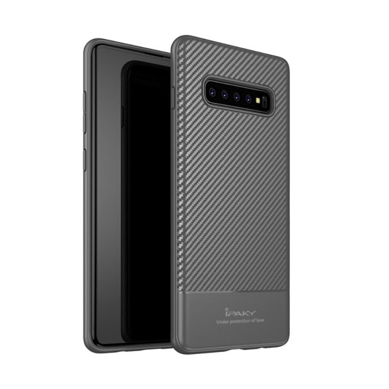 Etui Samsung Galaxy S10 Plus Szary Czarny Ipaky Włókno Węglowe