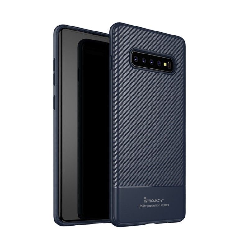 Etui Samsung Galaxy S10 Plus Szary Czarny Ipaky Włókno Węglowe