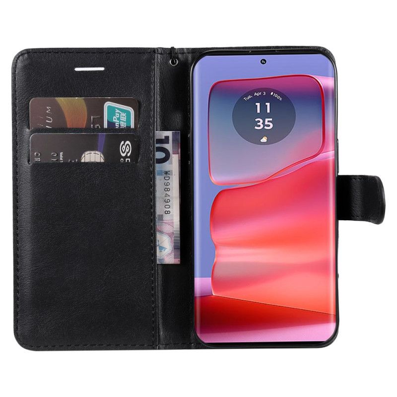 Etui Folio Do Motorola Edge 50 Pro Zwykła Sztuczna Skóra Z Paskiem