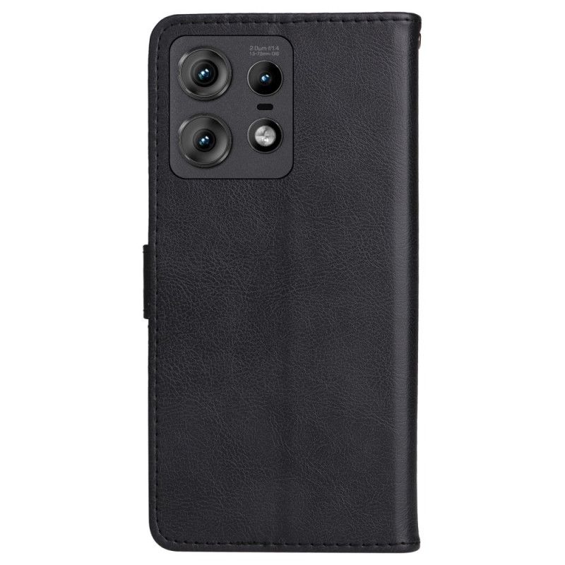 Etui Folio Do Motorola Edge 50 Pro Zwykła Sztuczna Skóra Z Paskiem