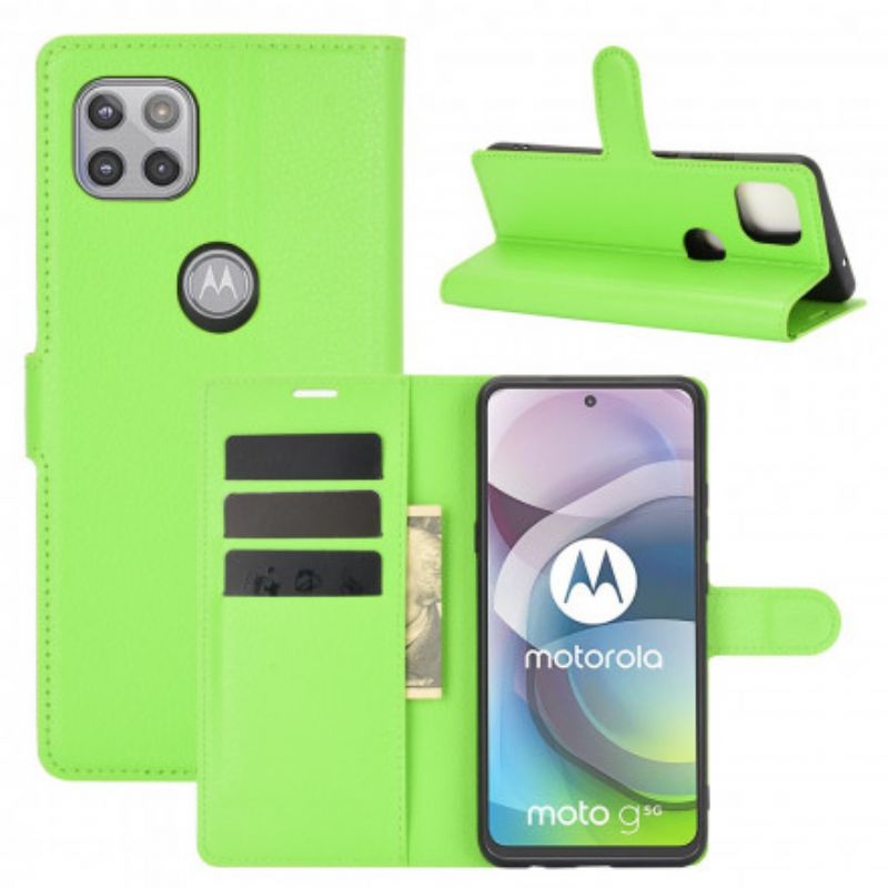 Etui Folio Moto G 5g Klasyczny Efekt Liczi Etui Ochronne