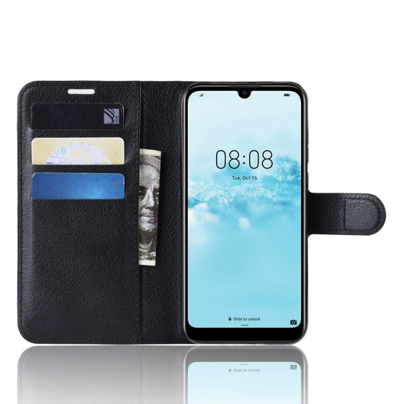 Etui Folio Huawei Y5 2019 Biały Czarny Liczi Retro Etui Ochronne