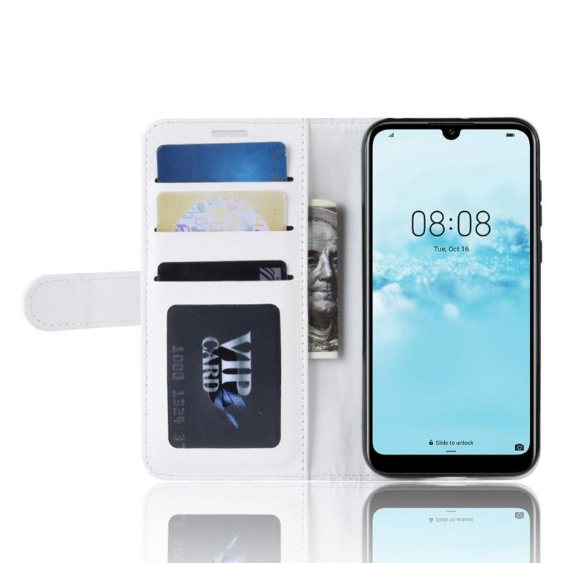 Etui Folio Huawei Y5 2019 Biały Czarny Ultra Sztuczna Skóra