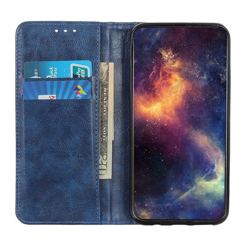 Etui Folio Huawei Y5 2019 Ciemnoniebieski Efekt Antycznej Skóry