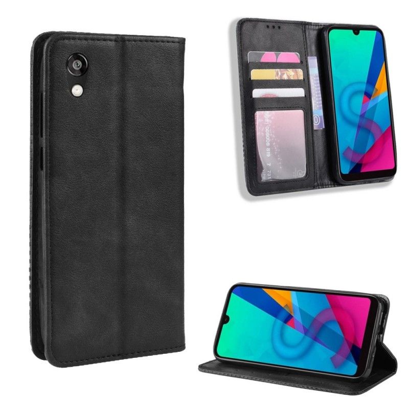 Flip Kotelot Huawei Y5 2019 Czerwony Czarny Stylizowany Efekt Skóry W Stylu Vintage