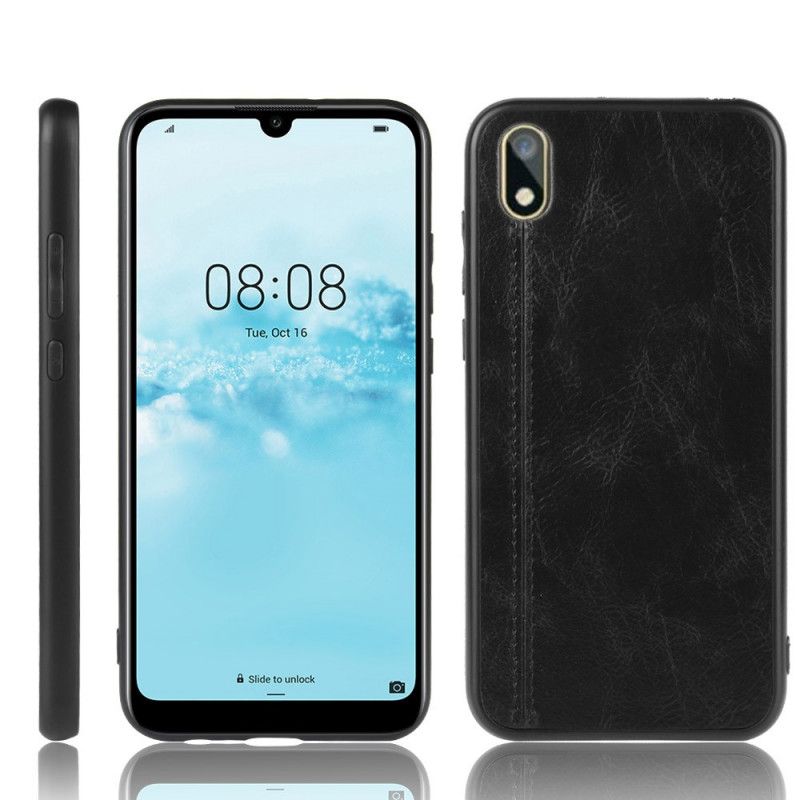 Futerały Huawei Y5 2019 Czerwony Czarny Etui na Telefon Efekt Szytej Skóry