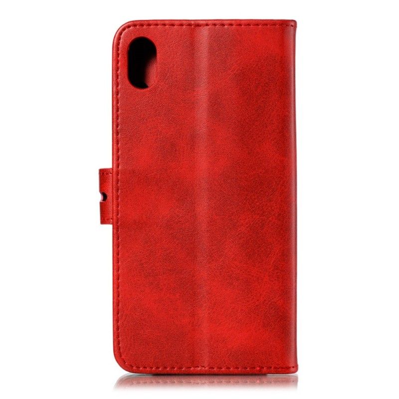 Etui Folio Honor 8S Czerwony Szary Imitacja Skóry Dla Kota