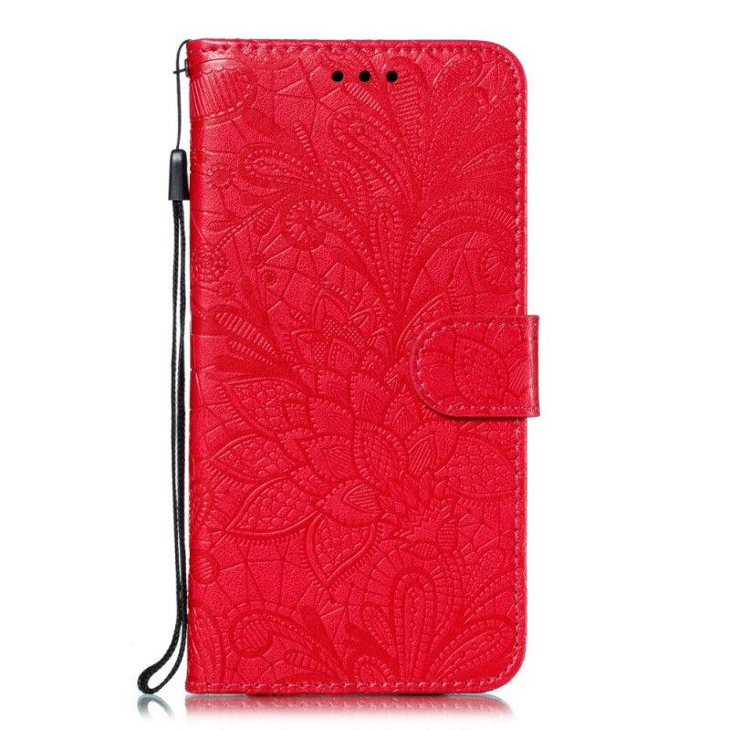 Etui Folio Honor 8S Różowe Złoto Fioletowy Plemienne Stringi W Kwiaty Etui Ochronne