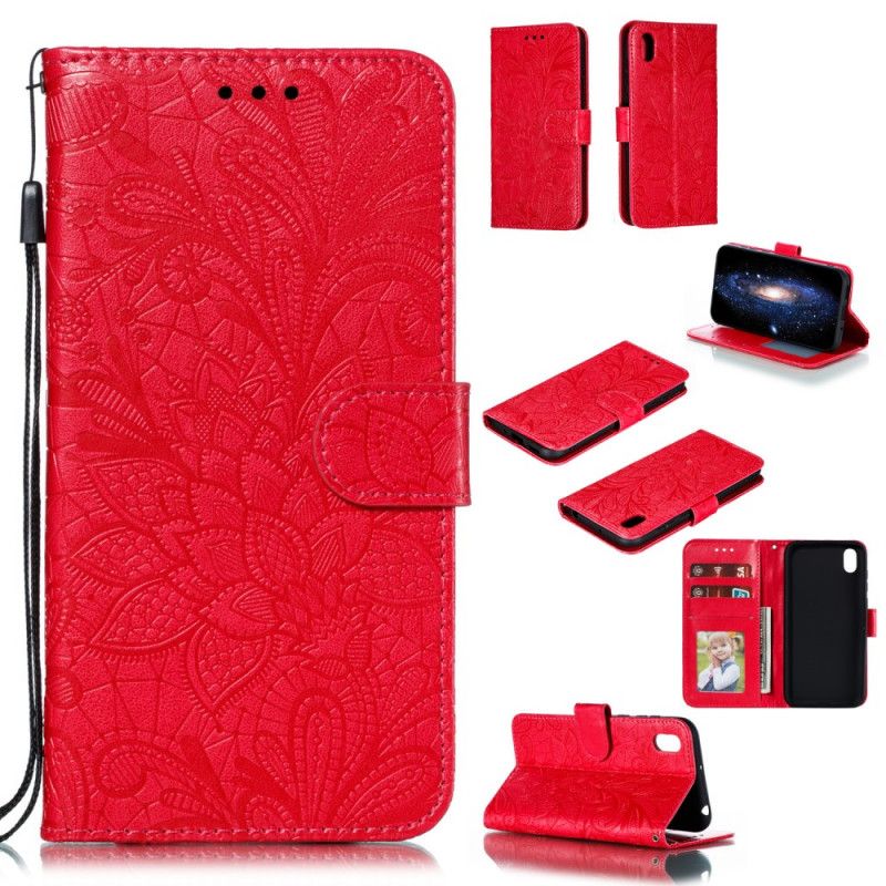 Etui Folio Honor 8S Różowe Złoto Fioletowy Plemienne Stringi W Kwiaty Etui Ochronne