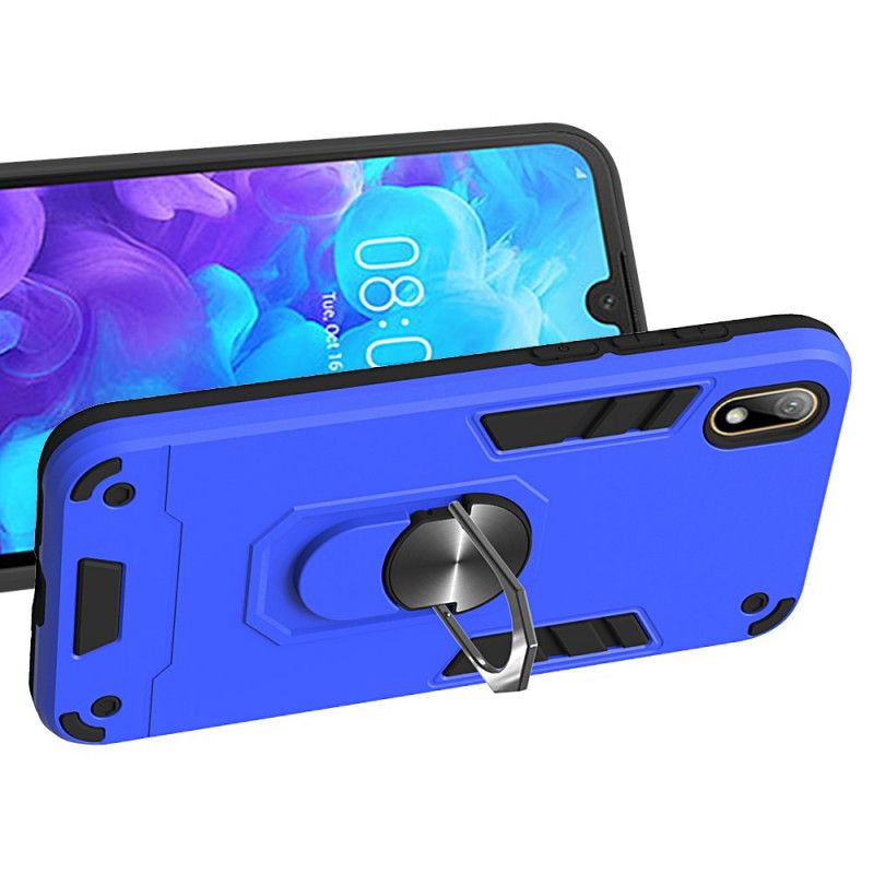 Etui Honor 8S Biały Czarny Pierścień Podporowy Premium Etui Ochronne