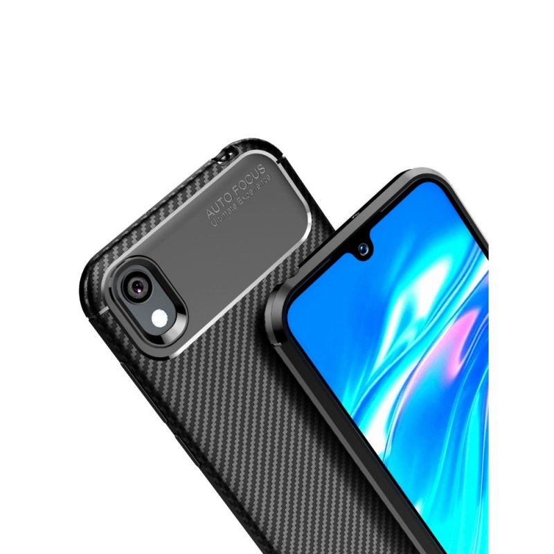 Etui Honor 8S Ciemnoczerwony Elastyczna Tekstura Włókna Węglowego