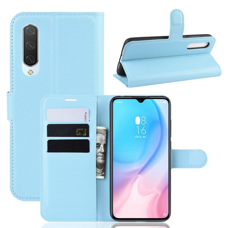 Etui Folio Xiaomi Mi 9 Lite Biały Czarny Klasyczna Imitacja Skóry Liczi Etui Ochronne