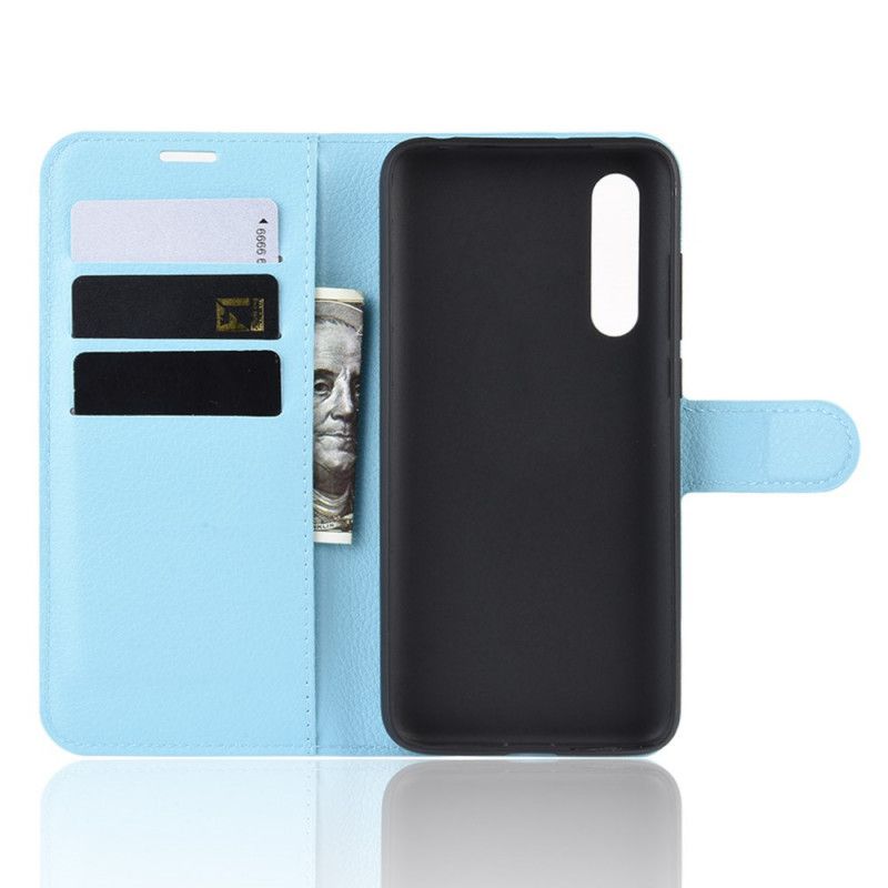 Etui Folio Xiaomi Mi 9 Lite Biały Czarny Klasyczna Imitacja Skóry Liczi Etui Ochronne