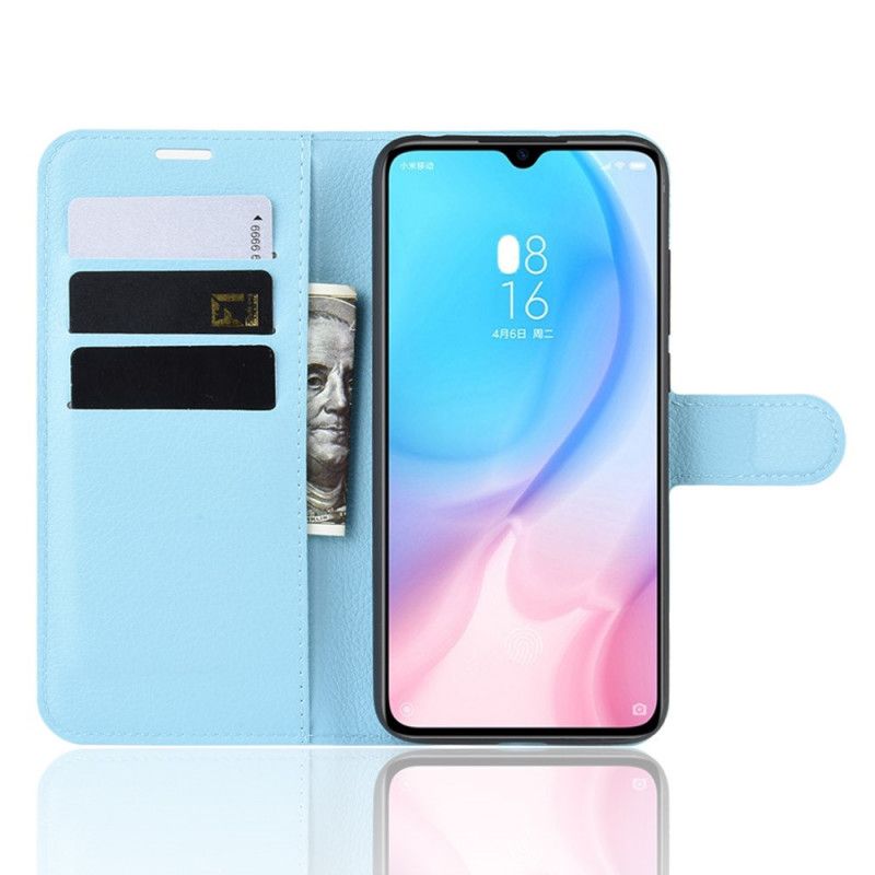 Etui Folio Xiaomi Mi 9 Lite Biały Czarny Klasyczna Imitacja Skóry Liczi Etui Ochronne