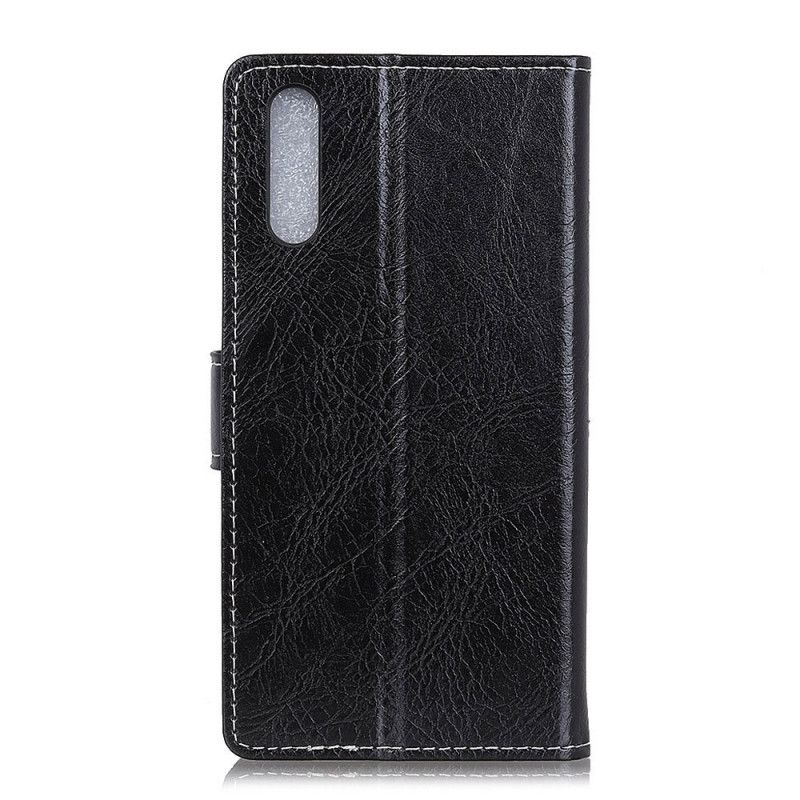 Etui Folio Xiaomi Mi 9 Lite Granatowy Czarny Błyszczące I Widoczne Szwy Etui Ochronne