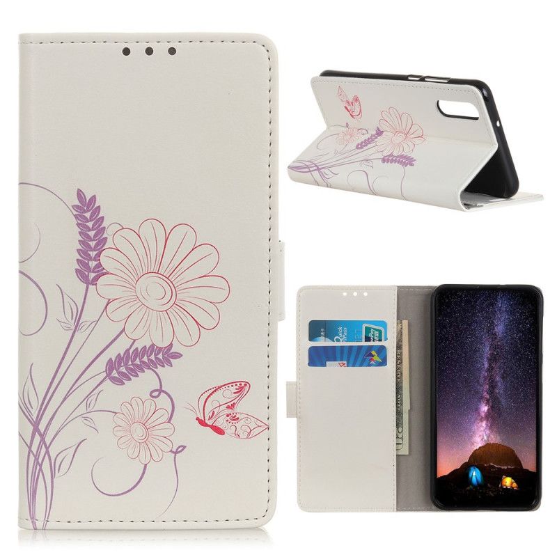 Etui Folio Xiaomi Mi 9 Lite Rysowanie Motyli I Kwiatów Etui Ochronne