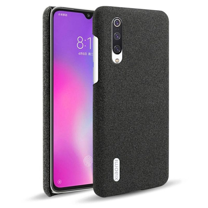 Etui Xiaomi Mi 9 Lite Biały Czarny Szykowna Tkanina