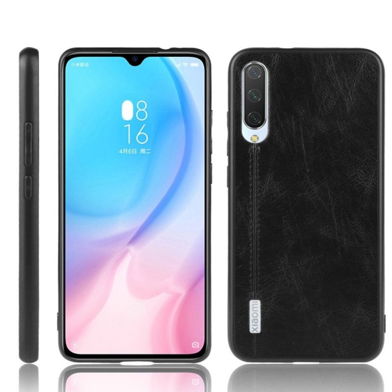 Etui Xiaomi Mi 9 Lite Czerwony Czarny Efekt Szytej Skóry Etui Ochronne