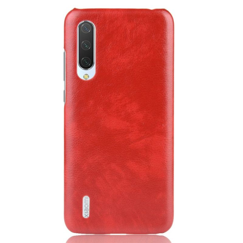 Etui Xiaomi Mi 9 Lite Czerwony Czarny Imitacja Skóry Liczi