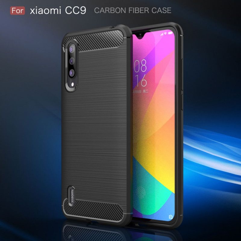 Etui Xiaomi Mi 9 Lite Czerwony Czarny Szczotkowane Włókno Węglowe