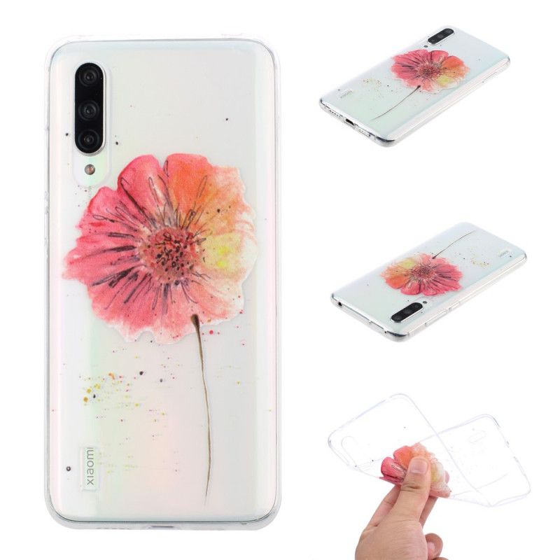 Etui Xiaomi Mi 9 Lite Przezroczysty Mak Akwarela Etui Ochronne