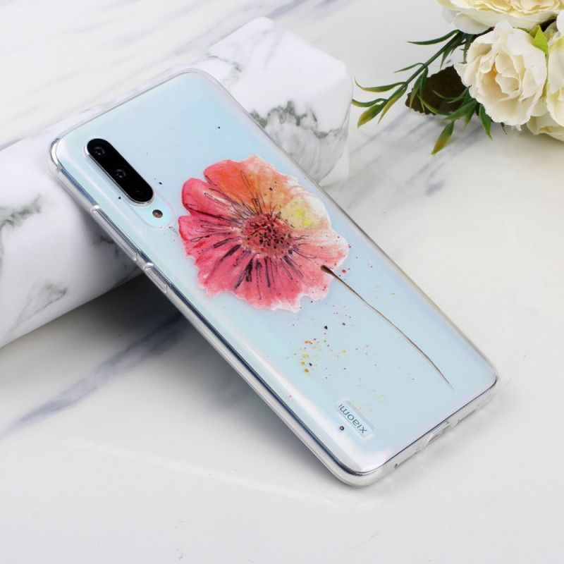 Etui Xiaomi Mi 9 Lite Przezroczysty Mak Akwarela Etui Ochronne