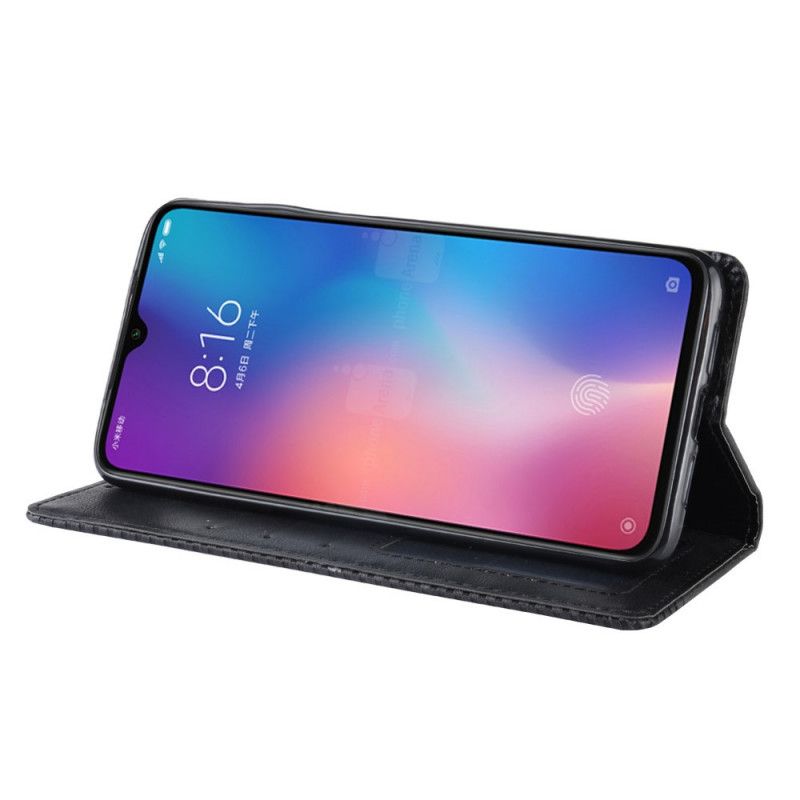 Flip Kotelot Xiaomi Mi 9 Lite Czerwony Czarny Stylizowany Efekt Skóry W Stylu Vintage